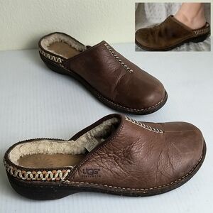 UGG AUSTRALIA Kohala Y2K Brown Mules with Cozy Sheepskin Lining Women's Size 12